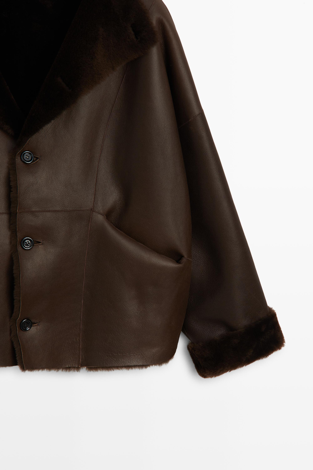 Massimo Dutti Двустороняя куртка-дубленка, коричневый