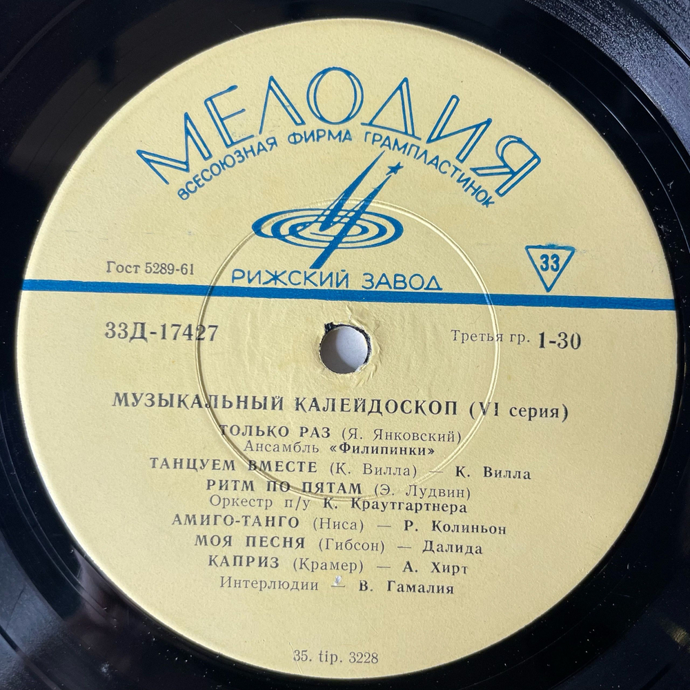 Винтажная виниловая пластинка LP Сборник, Музыкальный Калейдоскоп (VI Серия) (СССР 1966)