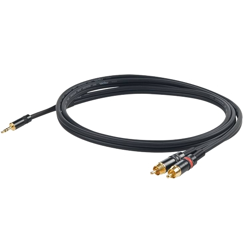PROEL CHLP215LU3 - инсертный кабель, 3.5 джек стерео <-> 2хRCA (папа), длина - 3м