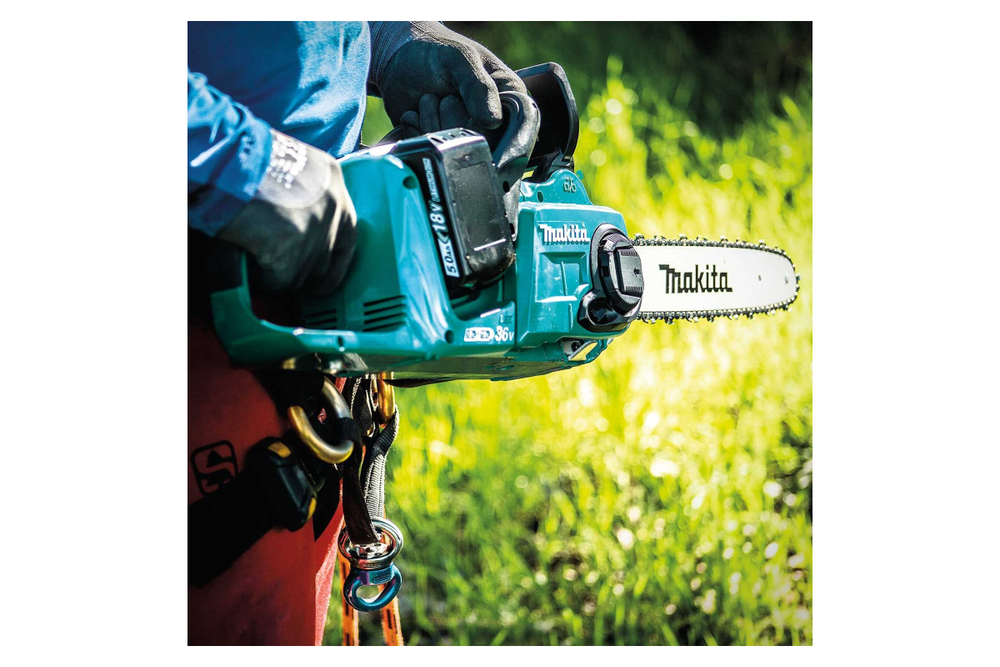 Пила цепная аккумуляторная Makita LXT BL 2x18 В, 14"/35 см, 3/8", 1.1 мм, 20 м/с, XPT, (2xBL1850B, DC18SH) DUC353CT2