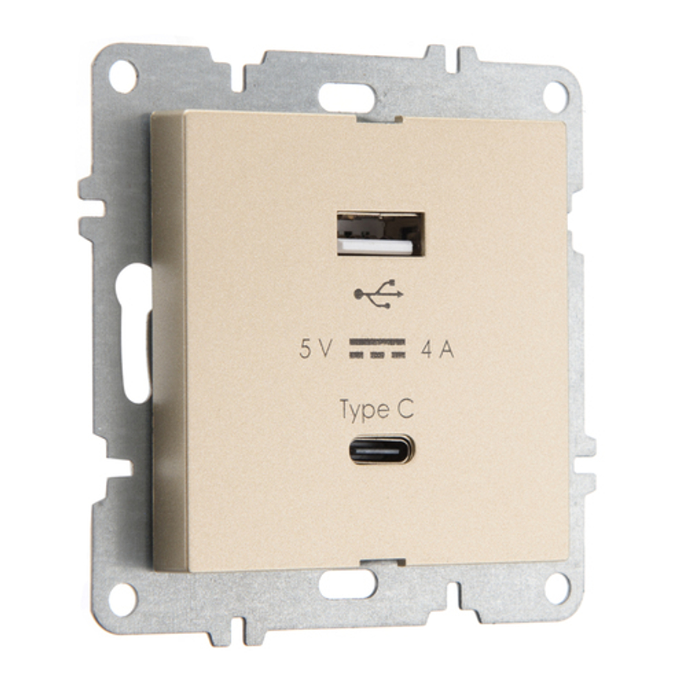 Устройство зарядное USB (A+C) ARVIA Electric, высокоскоростная зарядка, 20В 4.0А, шампань 50052000312