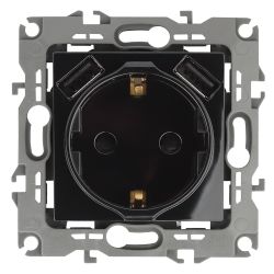 Розетка ЭРА Серия 12 12-4109-06 2P+E 16A-250В штор. с 2xUSB 5В-3А чёрный | Эра 12