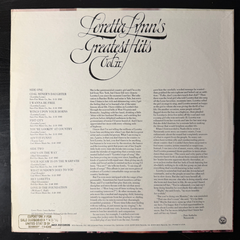 Loretta Lynn ‎– Loretta Lynn's Greatest Hits Vol. II (США 1981г.)