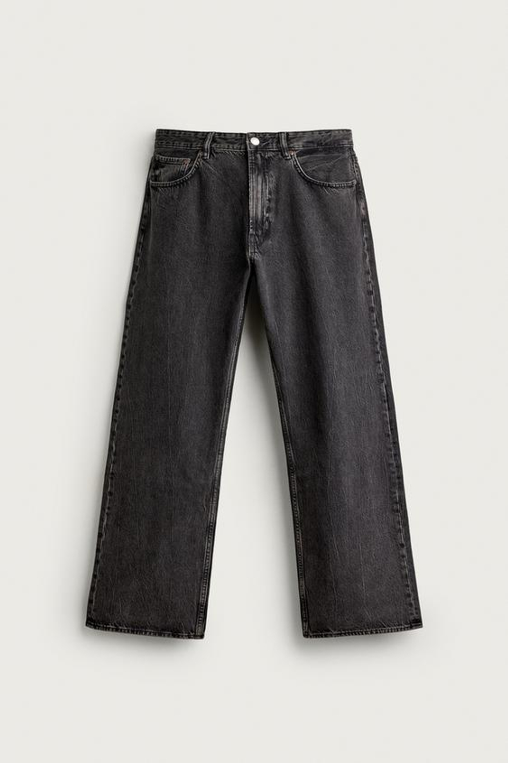 ZARA ДЖИНСЫ LOOSE FIT, ЛИНЯЛЫЙ ЧЕРНЫЙ