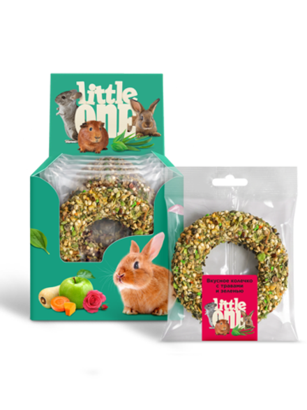 Вкусное колечко с травами и зеленью Little One для морских свинок, кроликов, шиншилл и дегу - 50 гр