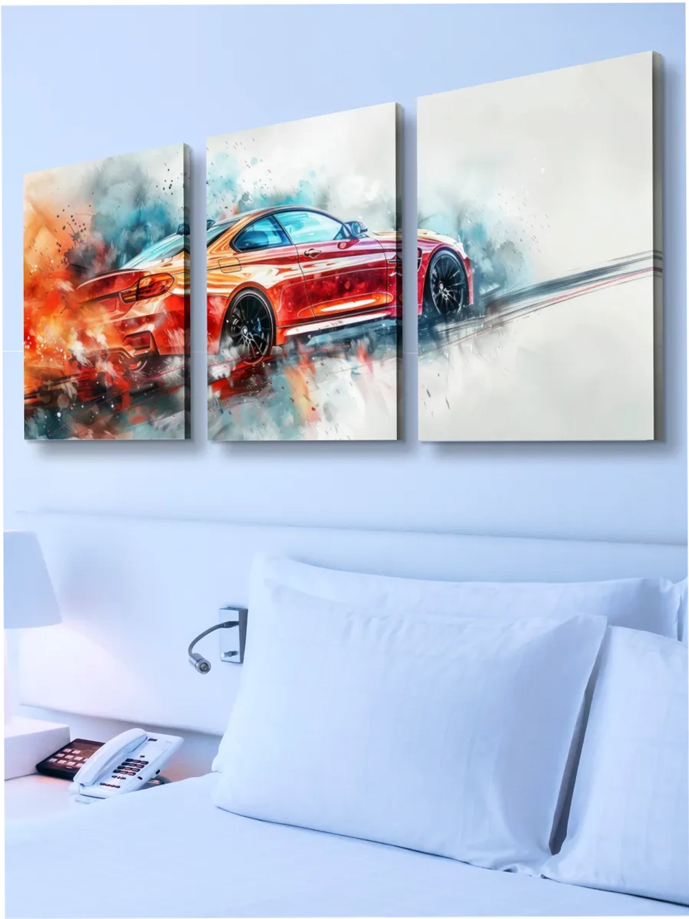 Картина Красный дрифт модульная 50x70см 3шт.