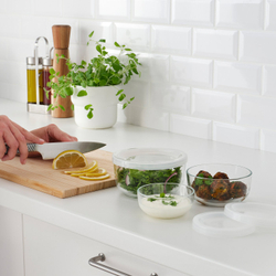 IKEA BESTÄMMA  (ИКЕА БЕСТЭММА)  -  Контейнеры для продуктов с крышкой, комплект 3 шт - стекло