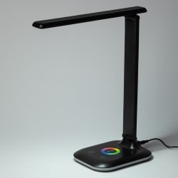 Настольный светильник ЭРА NLED-502-11W-BK светодиодный с RGB ночником черный | Светодиодные настольные лампы