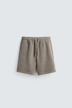 ZARA БАЗОВЫЕ ШОРТЫ-ДЖОГГЕРЫ С ЭФФЕКТОМ ПОТЕРТОСТИ, СЕРЫЙ
