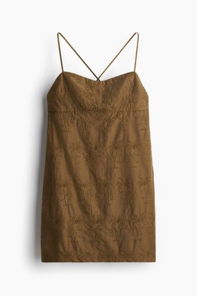 Платье с вышивкой на бретелях — короткая модель - H&M