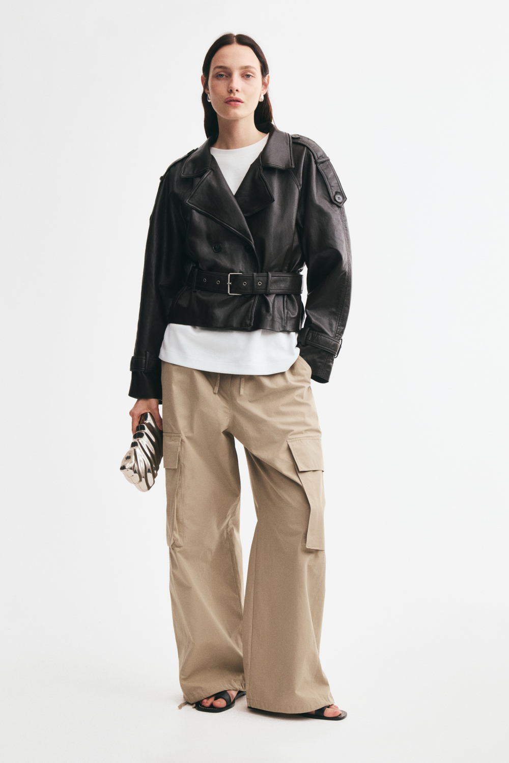 Мотоциклетная куртка из ткани с покрытием — лацканы с вырезом - H&M