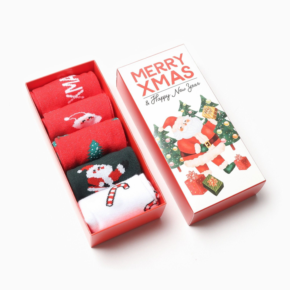 Новый год. Набор женских носков KAFTAN Merry XMAS размер 36-39 (23-25 см), 5 пар
