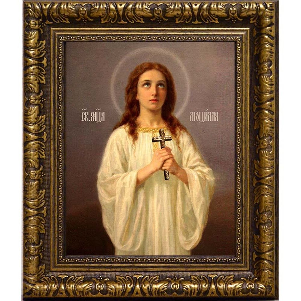 Люцилла мученица. Икона на холсте. В раме 17 х 21 см.