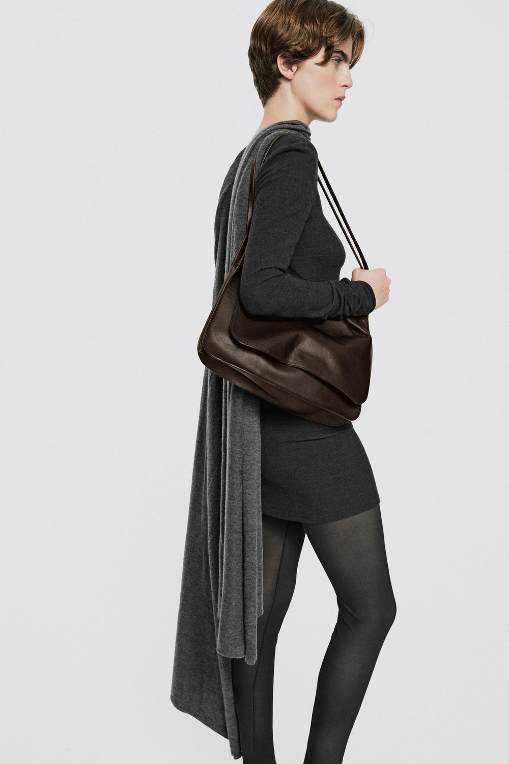 Massimo Dutti Маленькая сумка из кожи наппа - Limited Edition, шоколадно-коричневый