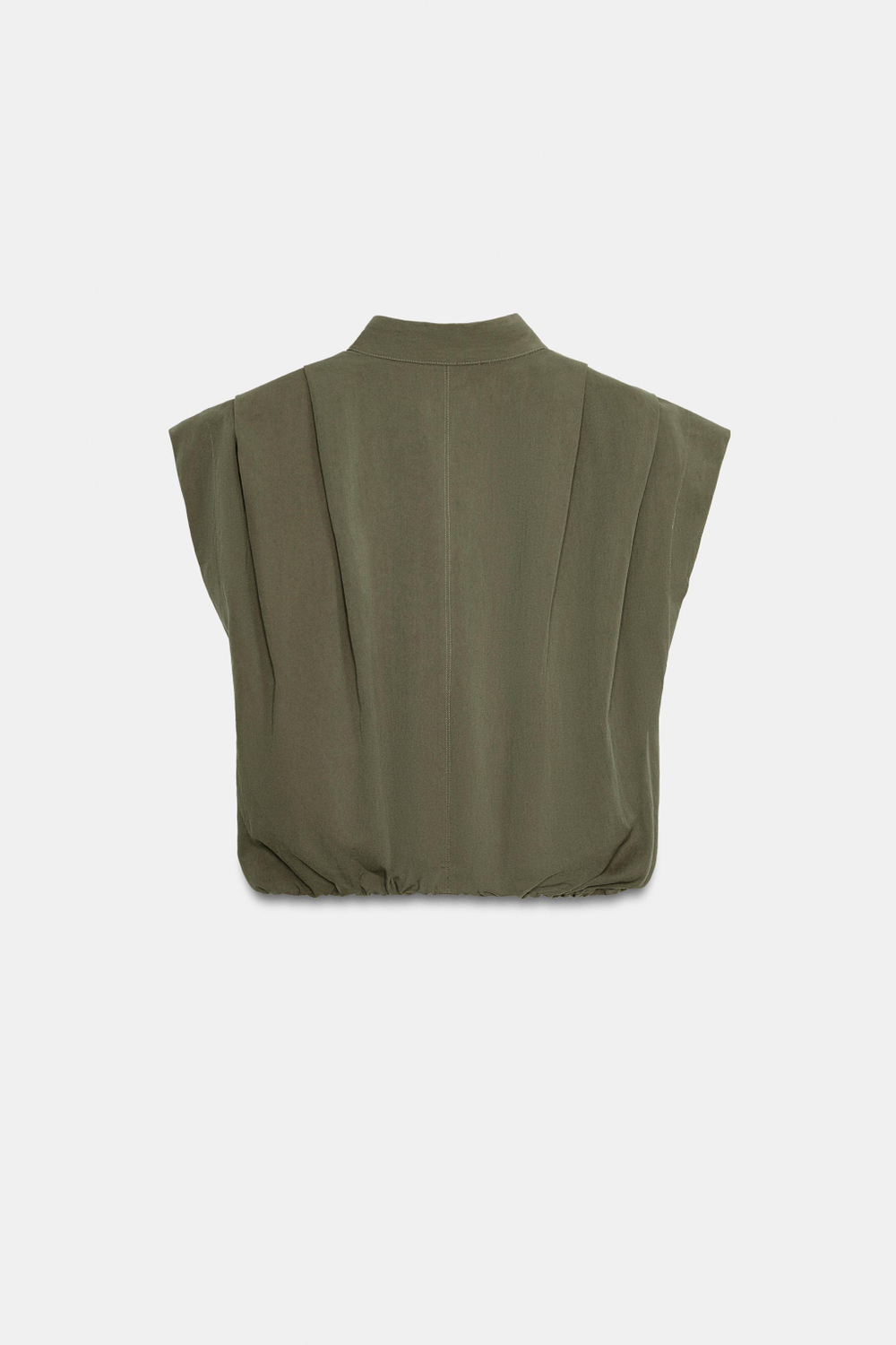 ZARA ТОП-БАЛЛОН СО СКЛАДКАМИ, ТЕМНЫЙ ХАКИ