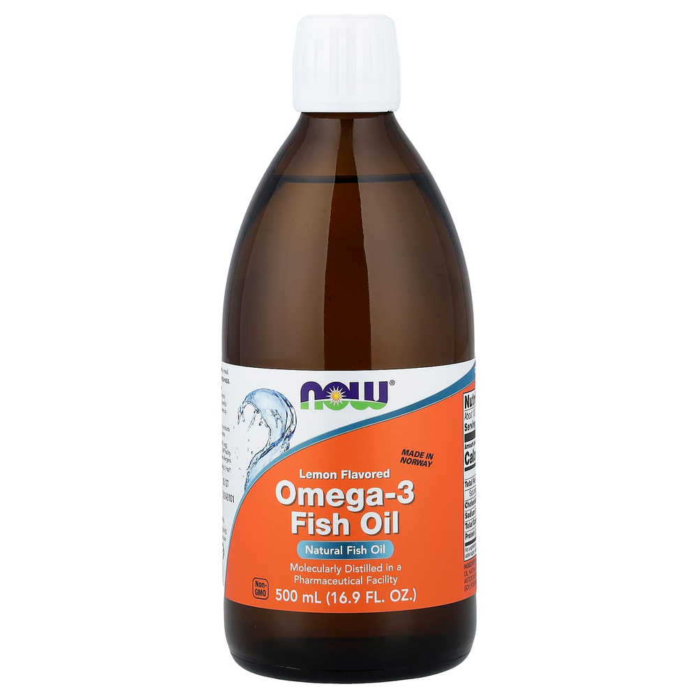 NOW Foods, рыбий жир с омега-3, лимонный вкус, 500 мл (16,9 жидк. унции)