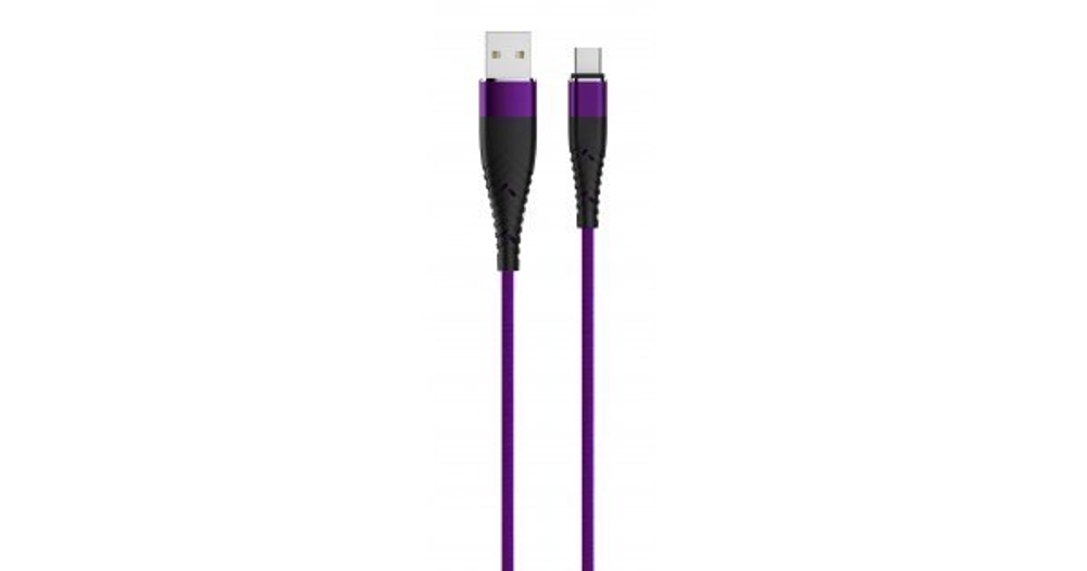 Partner-Olmio SOLID, USB 2.0 - Type-C, 1.2м, 2.1A, усиленный, цвет титановый 039050 Кабель