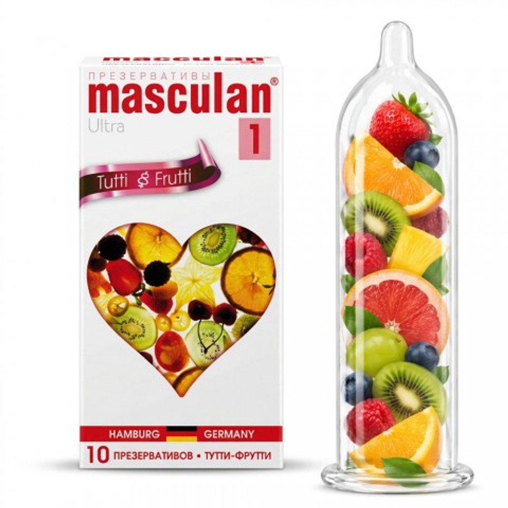 Презервативы Masculan, ultra 1, тутти-фрутти, 19 см, 5,3 см, 10 шт.