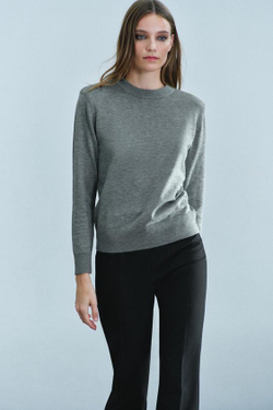 ZARA СВИТЕР С ПОДПЛЕЧНИКАМИ, СЕРЫЙ