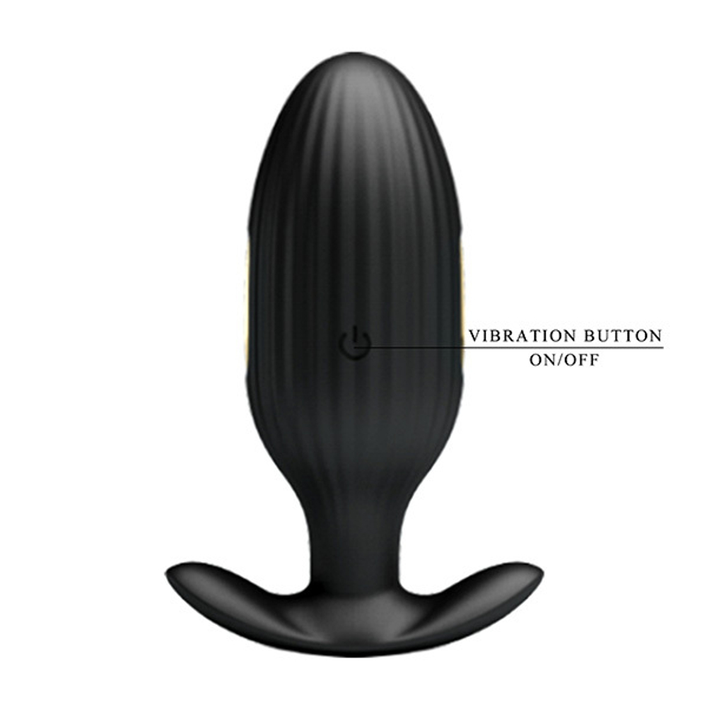 Черная анальная вибропробка 9,2см с электростимуляцией Pretty Love Jefferson BI-040083HP