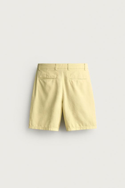 ZARA ШОРТЫ СО СКЛАДКАМИ REGULAR FIT, СВЕТЛО-ЖЕЛТЫЙ