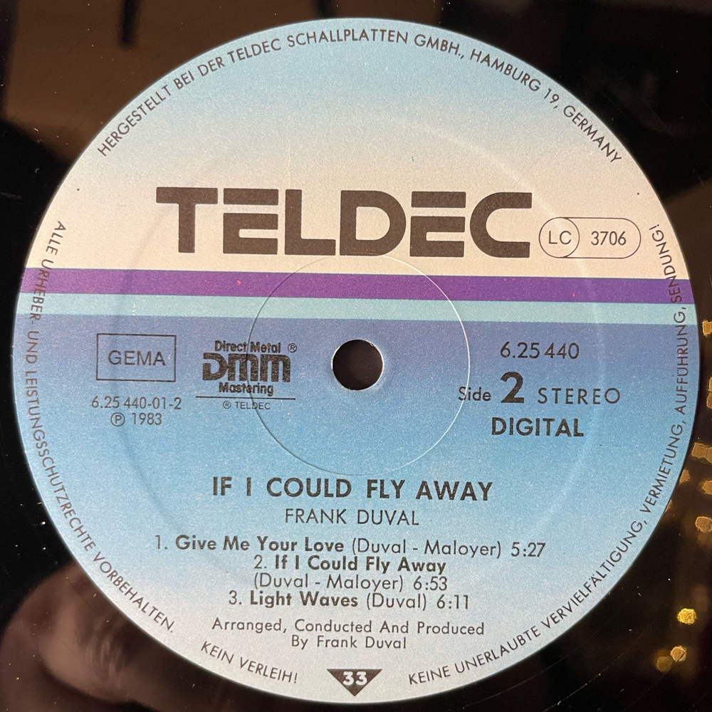 Винтажная виниловая пластинка LP Frank Duval If I Could Fly Away (Германия 1983)