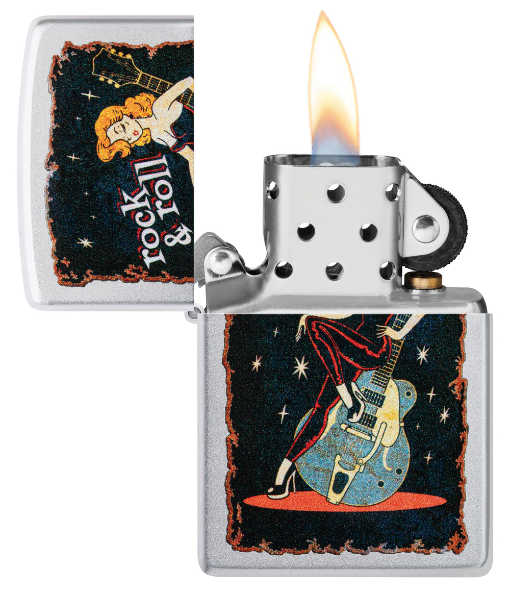 Зажигалка Zippo Cool Chick с покрытием Satin Chrome, латунь/сталь, серебристая, 38x13x57 мм