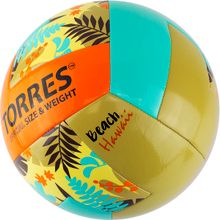 Мяч вол. пляжн. TORRES Hawaii, V32075B, р.5, синт.кожа (ТПУ), маш. сш, бут.кам, бирюзово-оранже
