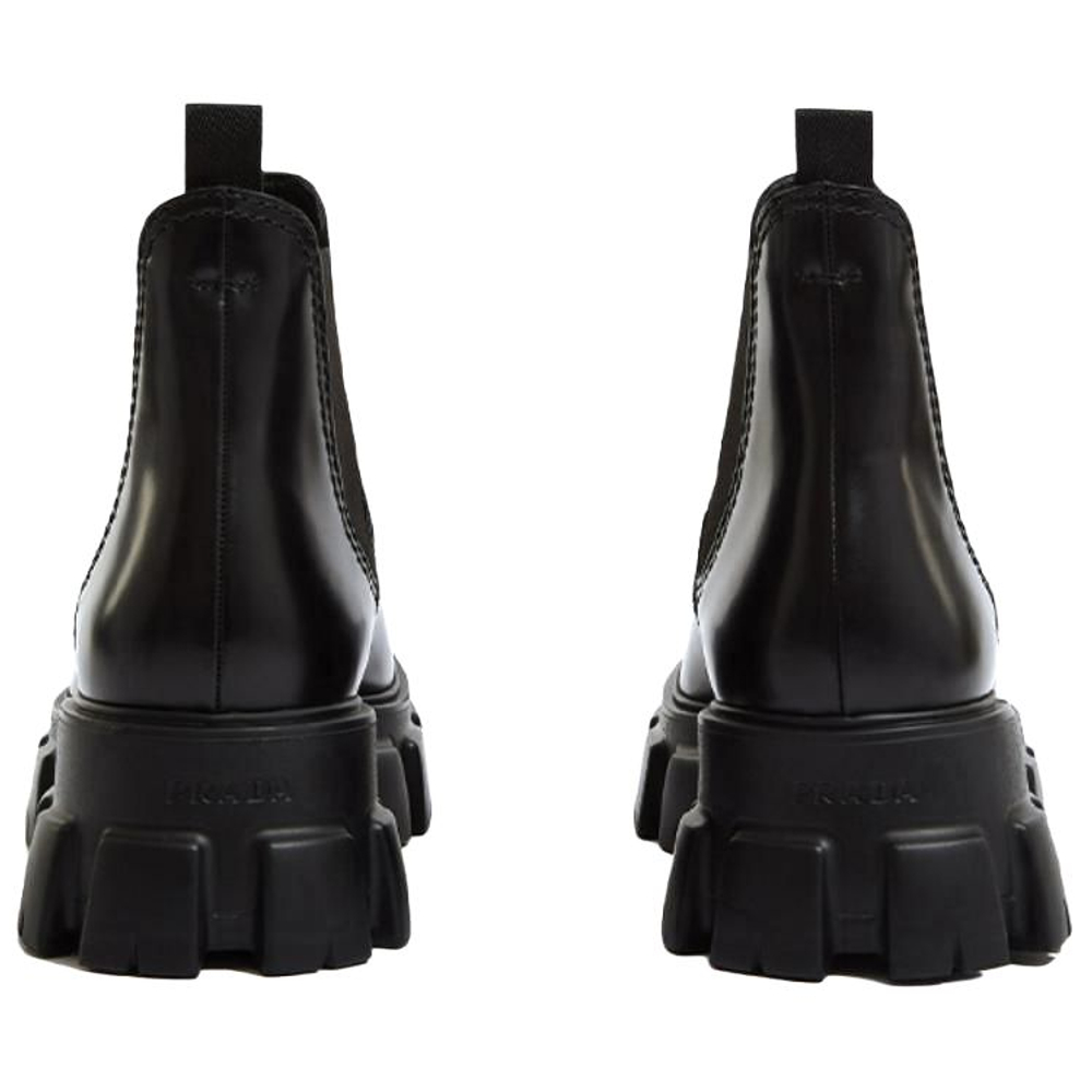 PRADA Moonlith Brushed Leather Chelsea Boots