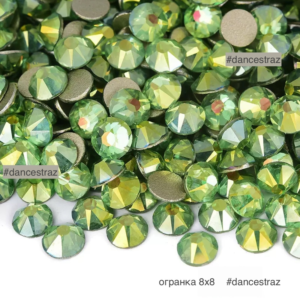 Стразы клеевые, Light peridot AB 8*8, P41, SS20, 1440, (F2)