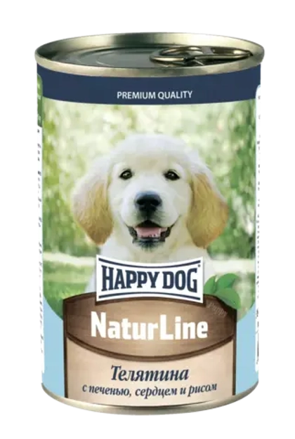 HAPPY DOG Консервы для щенковТелятина с печенью, сердцем и рисом, 410 г