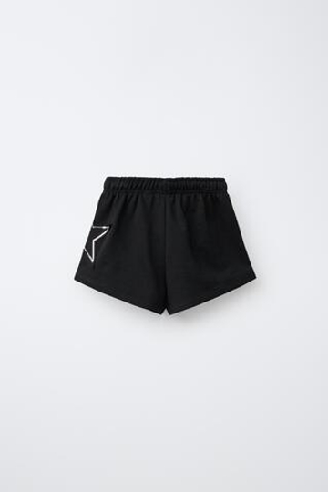 ZARA ШОРТЫ С НОМЕРОМ И ПАЙЕТКАМИ, ЧЕРНЫЙ