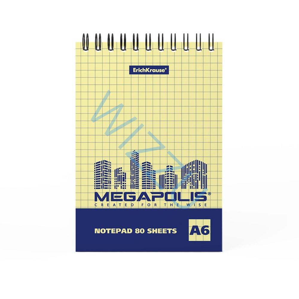 Тетрадь общая на спирали ErichKrause MEGAPOLIS® Yellow Concept, А5, 80 листов, клетка, желтый внутренний блок Арт.49803