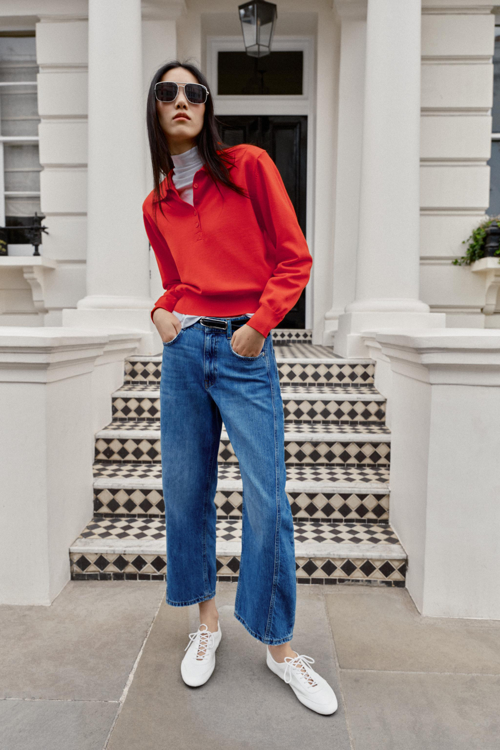 ТРИКОТАЖНЫЙ ПОЛО С ПОДПЛЕЧНИКАМИ — ZARA
