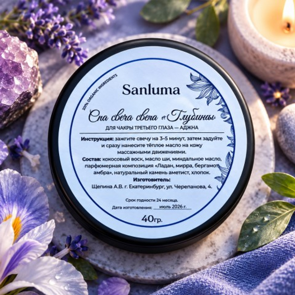 Спа-свеча Sanluma "Глубина" для массажа, 40 гр.