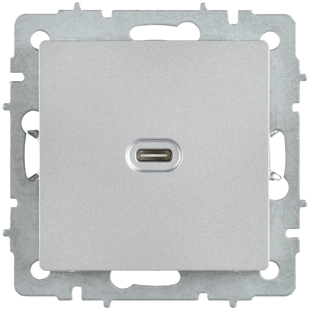 BRITE Розетка USB C 65Вт высокоскоростная зарядка РЮ12-1-БрА алюминий IEK