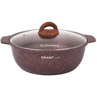 Кастрюля-жаровня 4л со стекл. крышкой, АП линия «Granit ultra» (red)