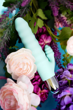 Мятный рельефный вибратор 17,5см с клиторальной стимуляцией ToyFa Flovetta Flax 457707