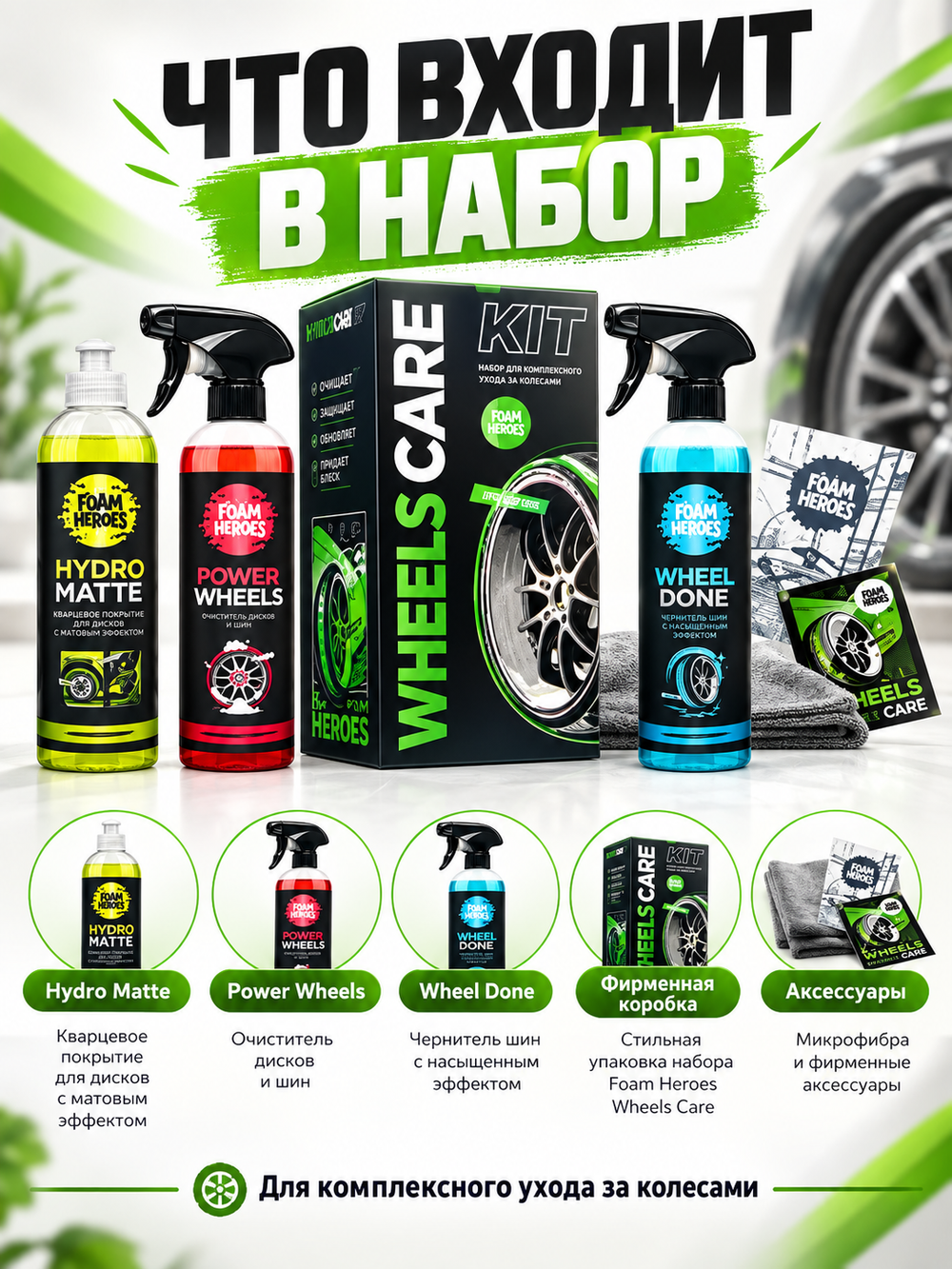Foam Heroes Wheels Care Kit набор для ухода за колесами