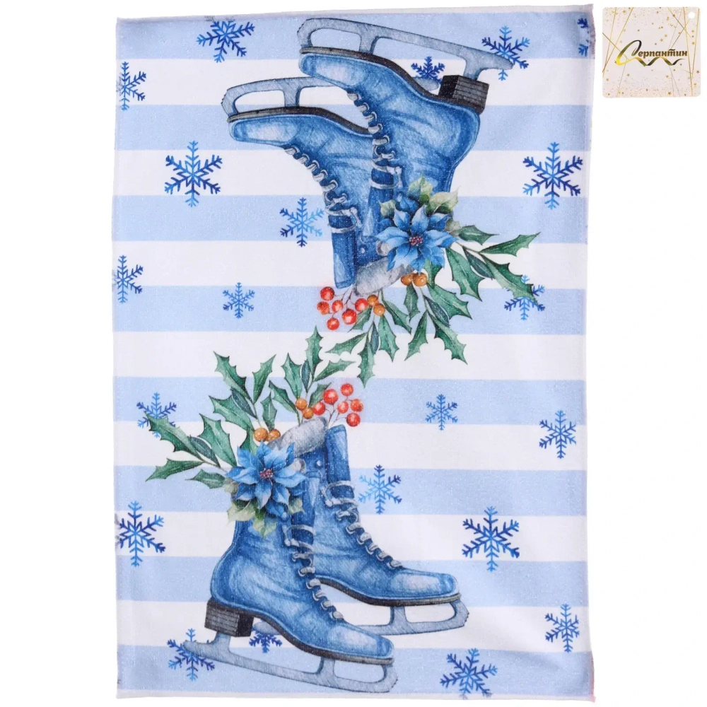 Полотенце кухонное «Winter - Коньки» 40*57 см, микрофибра 200 гр/м2