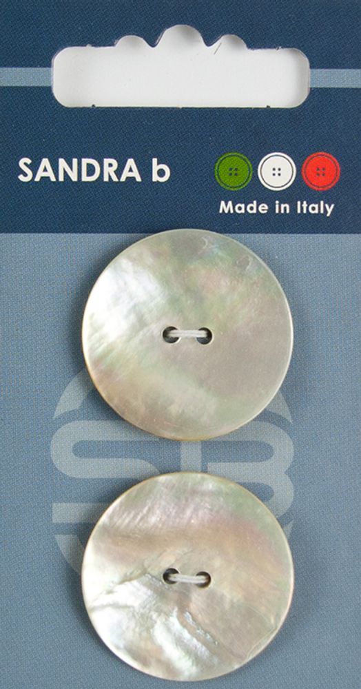 Пуговицы 2 прокола, ракушка, 28 мм, 2 шт, перламутр, натуральный, Sandra