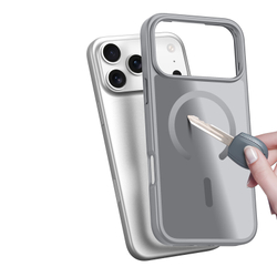 Прозрачный матовый чехол серого цвета с MagSafe для iPhone 17 Pro, серия Yind Series (Open Ring Version) от Dux Ducis