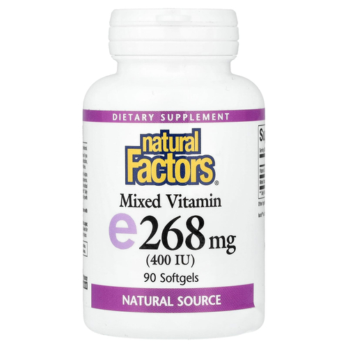 Natural Factors, Смешанный витамин E, 268 мг (400 МЕ), 90 мягких таблеток