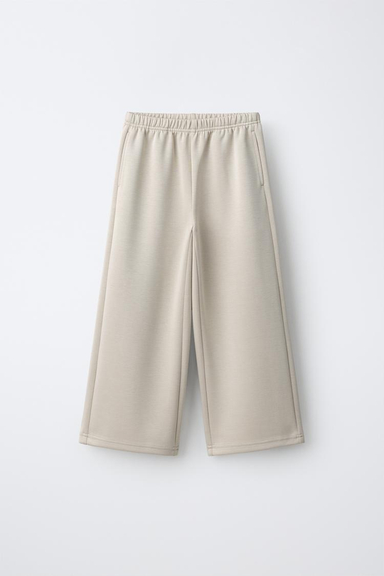 ZARA СПОРТИВНЫЕ БРЮКИ WIDE LEG, ПЕСОЧНЫЙ