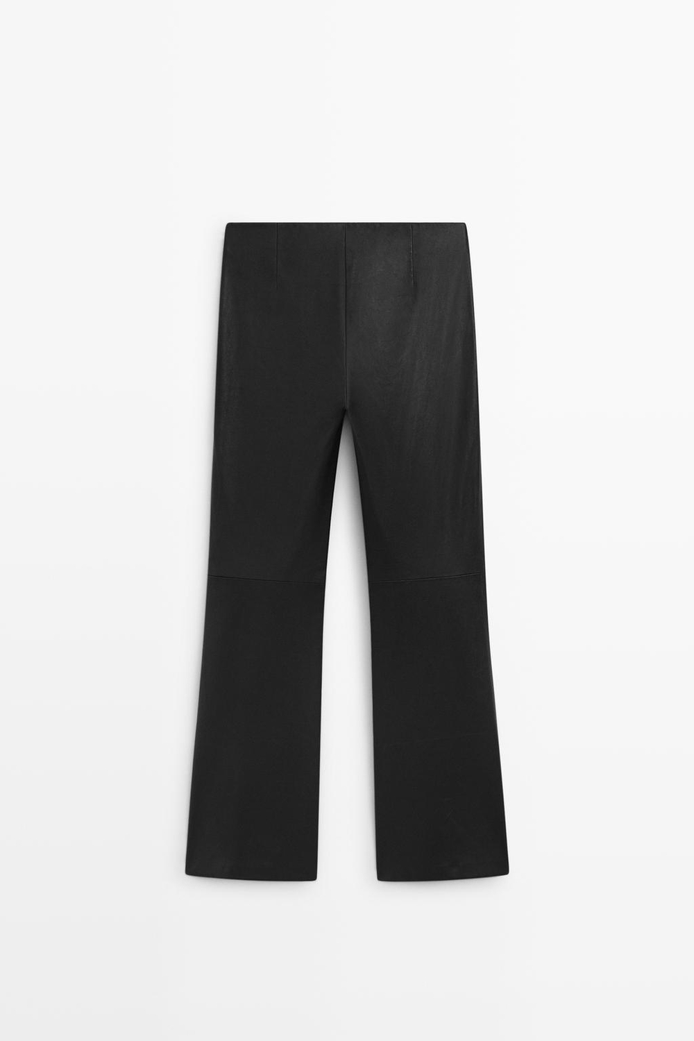 Massimo Dutti Леггинсы-клеш из кожи наппа, черный