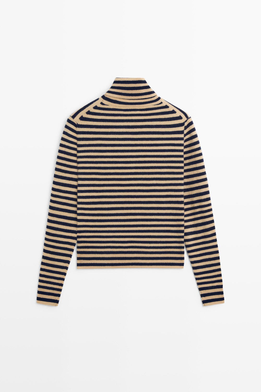 Massimo Dutti Свитер из шерсти и кашемира с высоким воротником, темно-синий