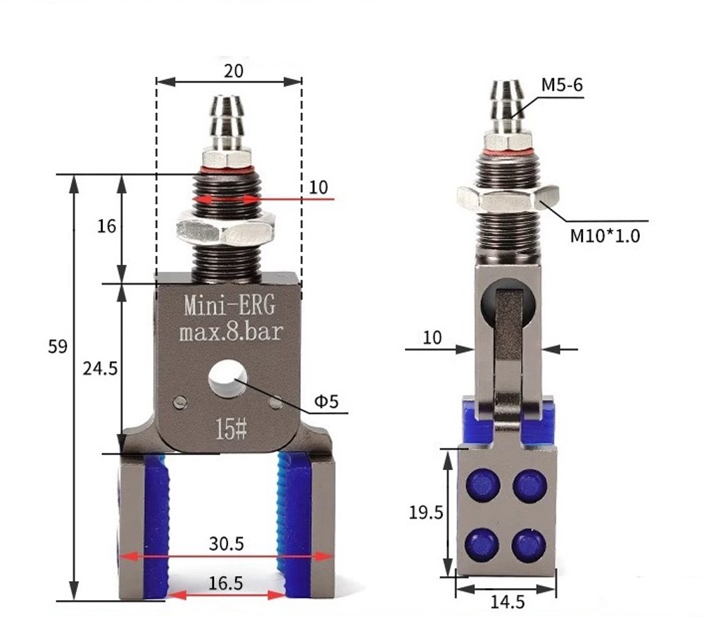 Mini–erg–15 # (clamping range: 5-17mm) no detection model