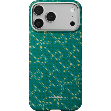 Чехол Pitaka Monogram Ultra-Slim Case для iPhone 17 Pro, зелено-золотой