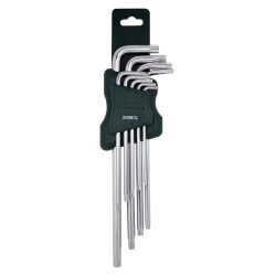 Набор ключей TORX Г-образных экстра длинных, 9пр. (Т10, Т15, Т20, Т25, Т27, Т30, Т40, Т45, Т50) в пластиковом держателе RockForce##Rock FORCE RF-5098XL
