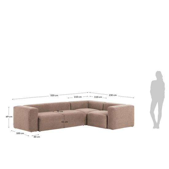 Угловой 4-х местный диван Blok 320 x 230 cm розовый